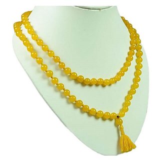                       Designer Yellow Sapphire  Stone Beads Single Line Mala  for Women & Menby Ceylonmine                                              
