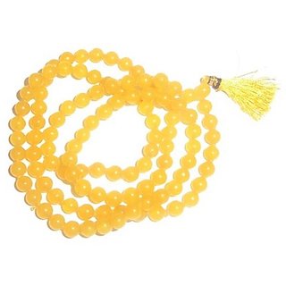                       Ceylonmine Designer Yellow Sapphire  Stone Beads  Single Line Mala for Women  Men                                              