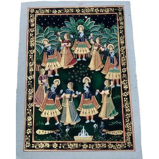                       Radha Krishna PICHHWAI Size 19 X 13 INCH Handmade ON Fabric, Multi Color Qty- 01 NO.                                              