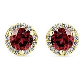                       Original Certified Stone Hessonite Gold Plated Earring By Ceylonmine                                              