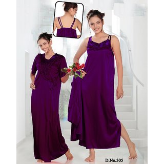                       women's 2pc Sleepwear set nighty  overcoat 305 dark wine ( purple ) Night dress new bed fun Daily Lounge Nightie                                              