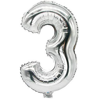 16 inch Numerical 3 Silver Balloon for baby shower, birthday, annversary, wedding decoration, balloon bouquet,