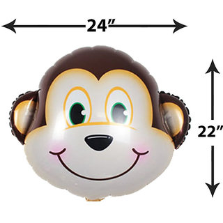                       Hippity Hop Printed Large Monkey Head Foil Balloon Balloon Jungle Theme (Multicolor, Pack Of 1)                                              