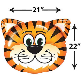                       Hippity Hop Printed Large Tiger Head Foil Balloon Balloon Jungle Theme (Multicolor, Pack Of 1)                                              