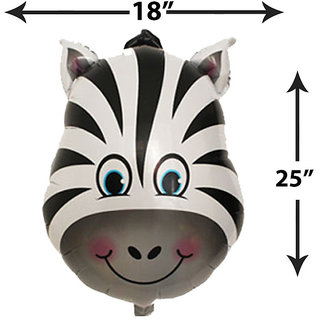                       Hippity Hop Printed Large Zebra Head Foil Balloon Balloon Jungle Theme (Multicolor, Pack Of 1)                                              