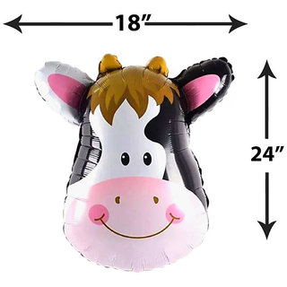                       Hippity Hop Printed Large Cow Head Foil Balloon Balloon Jungle Theme (Multicolor, Pack Of 1)                                              