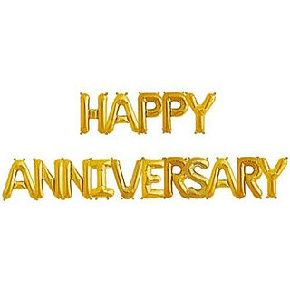                       Hippity Hop Happy Anniversary Alphabet Letter Foil Balloons-  Gold Anniversary Party Supplies,                                              