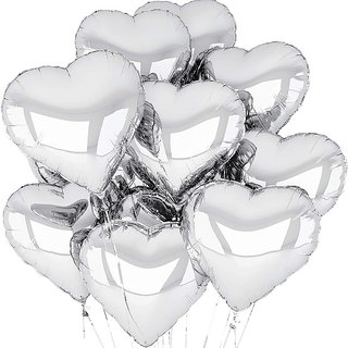                       Hippity Hop Heart Shape Foil Mylar Helium Ballon 18 Balloon Birthday Party Decoration Foil Balloons (Silver)                                              