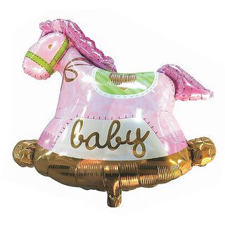 HIPPITY HOP Horse Shaped Baby Print foil Balloon,  Thickened Foil Mylar Helium Balloons for 6 months birthday,