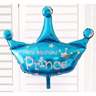                       HIPPITY HOP Happy Birthday PRINCE Print crown shapes foil Balloon, queen crown, Thickened Foil Mylar Helium Balloons                                              