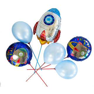                       HIPPITY HOP Out of Space Astronaut Theme Happy Birthday Foil Balloon Set for Space Theme Birthday Party                                              