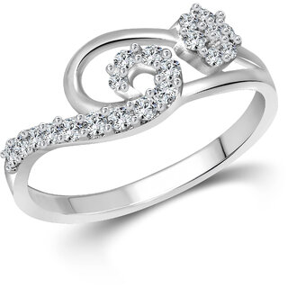                       Vighnaharta Flora Tune (CZ) Rhodium Plated  Ring                                              