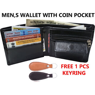                       Eaglebuzz Leather wallet with 1 PCS Key Ring                                              
