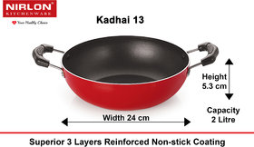Nirlon Non-Stick Aluminium Kadhai, 24cm, 2Ltr