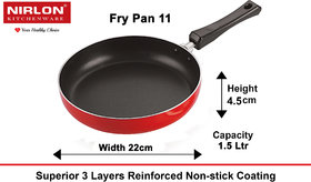 Nirlon Aluminium Non-Stick Frying Pan, 22 cm, Red and Black