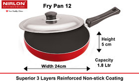 NIRLON Chef Classic Aluminum 3layer Nonstick Coated Eco Frying Pan 24 cm with Stainless Steel Lid