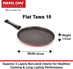 Nirlon Aluminium Non-Stick Gas Compatible Durable Flat Dosa Tawa 24cm with Bakelite Handle