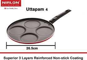 NIRLON Non Stick Pancake Maker/Uttapam Maker 4 Cavity Tawa 26.5 cm diameter