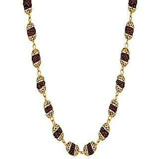                       Ceylonmine -gold Plated Caps Shiva God Rudraksha Mala Long Chain For Men An                                              