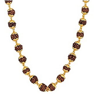                       Rudraksh Mala Shiva God Gold Plated Caps Rudraksh Mala Chain For Unisex By                                              