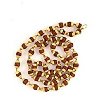                       Ceylonmine Rudraksh Mala Shiva God Gold Plated Caps Rudraksh Mala Chain for Unisex                                              