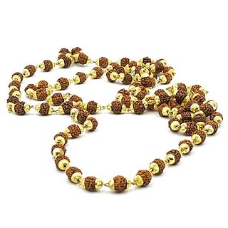                       Mala Shiva God Gold Plated Caps Rudraksh Mala Chain by Ceylonmine                                              