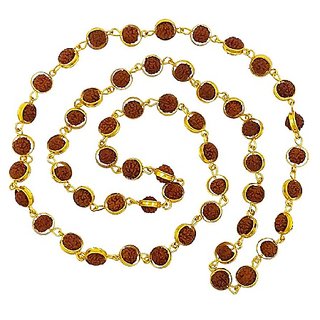                       Ceylonmine -Gold Plated Caps Shiva God Rudraksha Mala Long Chain for Men and Boys                                              