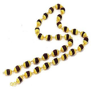                       Gold Plated Caps Shiva God Rudraksha Mala Long Chain for Men and Boys by Ceylonmine                                              