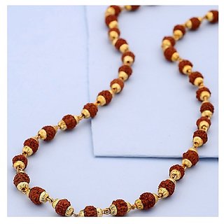                       Ceylonmine -gold Plated Caps Shiva God Rudraksha Mala Long Chain For Men An                                              