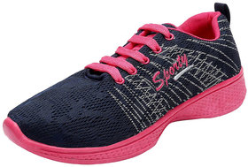 eDESIRE Women's Navy Blue Pink Sports Walking Shoes