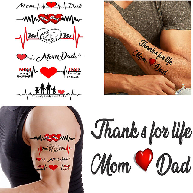 Mom Dad with Butterfly Tattoo Birds Heart Waterproof For Men and Women  Temporary Body Tattoo