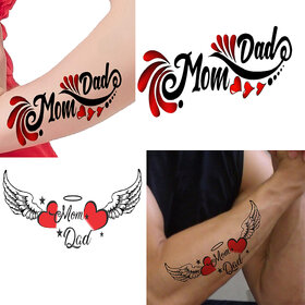 Mom Dad with Wings Combo Tattoo Waterproof Men and women Temporary Body Tattoo (676+298)