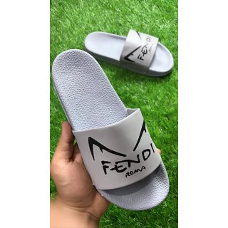 Buy Fendi Roma Grey Rubber Slippers Flipflops For Men Online