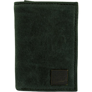 CANVAS and AWL Waxed Canvas and Leather Slim Trifold Unisex Wallet (Green)