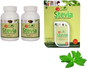 So Sweet Stevia Combo of 100 Stevia Tablets and 50 gms Pure Stevia Extract 100 Natural Sweetener - Sugar free