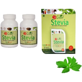                       So Sweet Stevia Combo of 100 Stevia Tablets and 50 gms Pure Stevia Extract 100 Natural Sweetener - Sugar free                                              