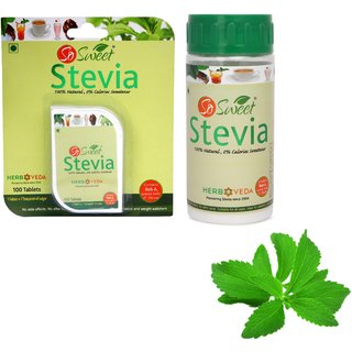                       So Sweet Stevia Combo of 100 Stevia Tablets and Stevia 100 gm Spoonable Bottle 100 Natural Sweetener - Sugar free                                              