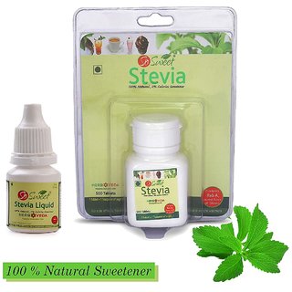                       So Sweet Stevia 500 Stevia Tablets + 100 Drop Stevia Liquid 100 Natural Sweetener - Sugar free                                              