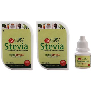                       So Sweet Stevia 200 Stevia Tablets + 100 Drop Stevia Liquid 100 Natural Sweetener - Sugar free                                              