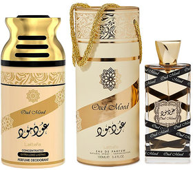 Lattafa Oudhh Moodh Perfume + Body Spray Combo Pack of 2