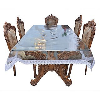                       BANUCHI STYLISH TABLE TRANSPARENT COVER FASHIONS-WHF10-SILVER-8 SEATER                                              