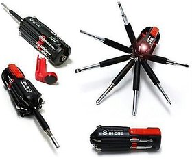 8 In 1 Multi Screwdriver LED Torch Portable Screw Driver Tool Kit