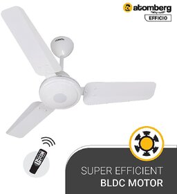 Atomberg Efficio 900 mm BLDC Motor with Remote 3 Blade Ceiling Fan (White, Pack of 1)