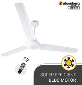 Atomberg Efficio 1400 mm BLDC Motor with Remote 3 Blade Ceiling Fan (White, Pack of 1)