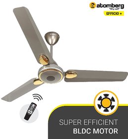Atomberg Efficio+ 1200 mm BLDC Motor with Remote 3 Blade Ceiling Fan (Sand Grey, Pack of 1)