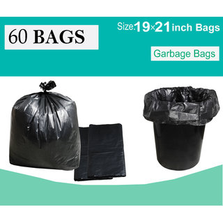 PRODUCTMINE Medium Garbage Bags 60 Pcs Black 19 X 21 Inch Dust Bin Bags Garbage Dustbin Bags Covers - 60 PC