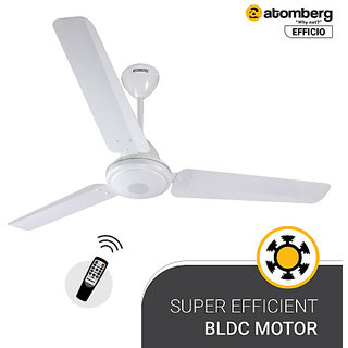 Atomberg Efficio 1200 mm BLDC Motor with Remote 3 Blade Ceiling Fan (White, Pack of 1)
