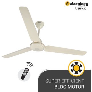 Atomberg Efficio 1400 mm BLDC Motor with Remote 3 Blade Ceiling Fan (Ivory, Pack of 1)