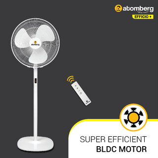 Atomberg Efficio+ 400mm BLDC motor Energy Saving Pedestal Fan with Remote Control  White