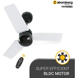 Atomberg Renesa 600mm BLDC motor Energy Saving Ceiling Fan with Remote Control  White Black